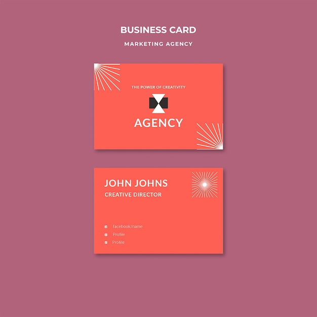 Visitenkarte einer marketingagentur im flachen design