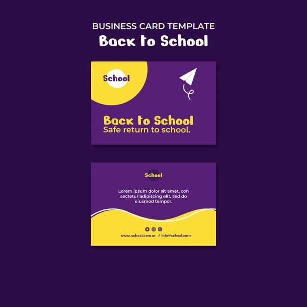 Visitenkarte zur Rückkehr zur Schule