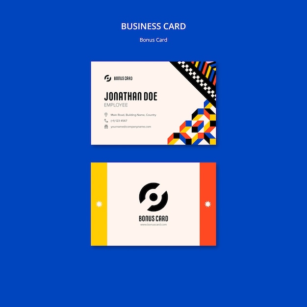 Kostenlose PSD visitenkartenvorlage für bonuskarten im flachen design