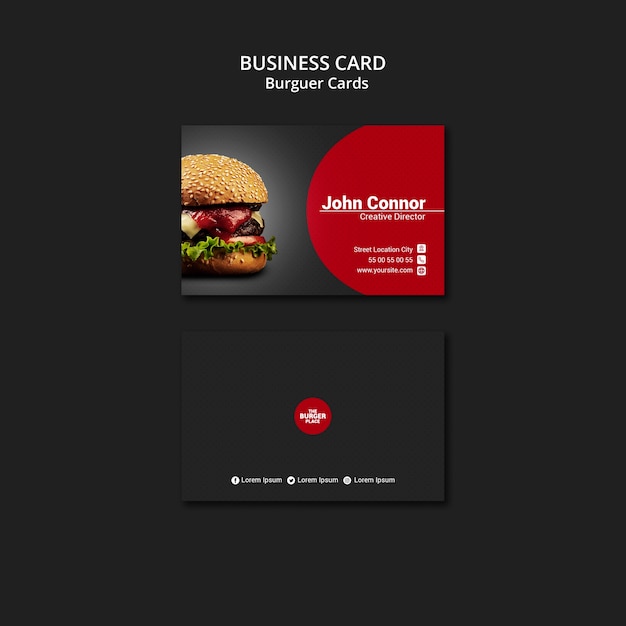 Visitenkartenvorlage für burger restaurant