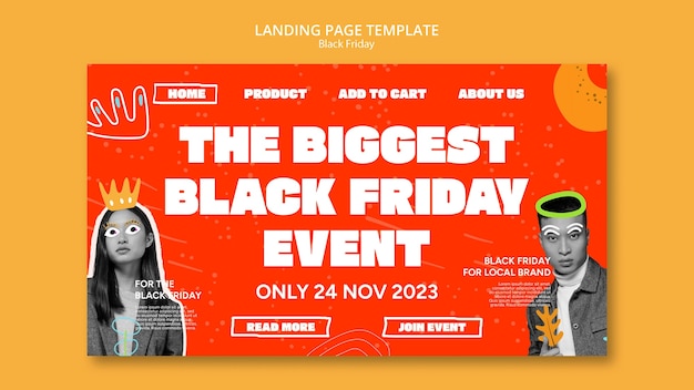 Vorlage der landing-seite für die black-friday-verkäufe