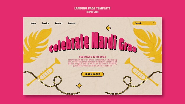 Kostenlose PSD vorlage der landingpage für die mardi gras-feier