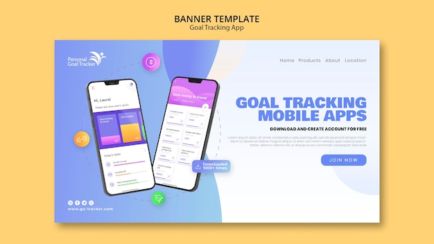 Vorlage der Landungsseite der Goal-Tracking-App