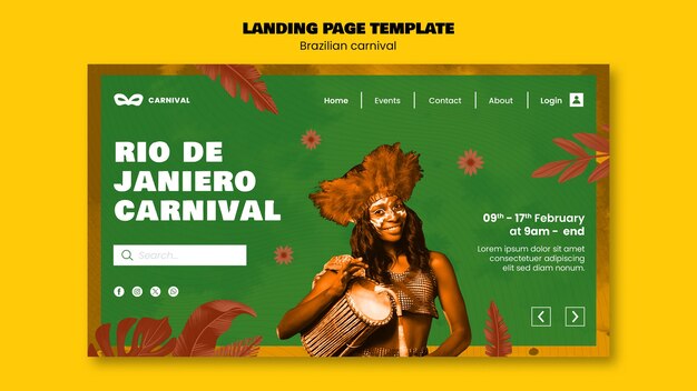 Kostenlose PSD vorlage der landungsseite des brasilianischen karnevals