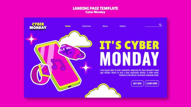 Vorlage der landungsseite für den cyber monday