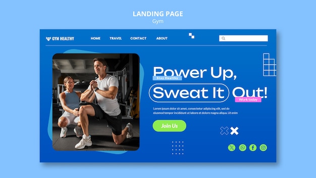 Vorlage der Landungsseite für Fitnessstudio-Training