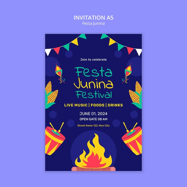 Kostenlose PSD vorlage-design für festa junina