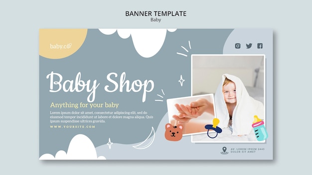 Kostenlose PSD vorlage für babyshop-banner