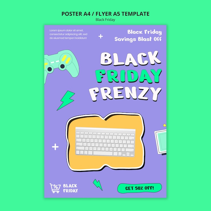 Kostenlose PSD vorlage für black-friday-verkaufsplakate