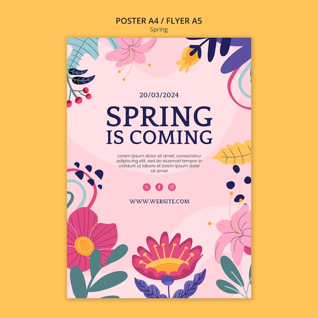 Vorlage für Blumenplakate für die Frühlingssaison