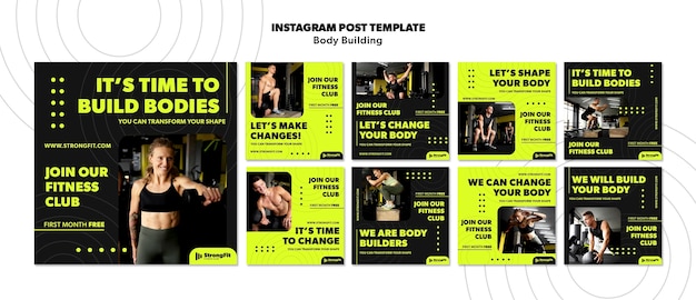 Kostenlose PSD vorlage für bodybuilding-trainings-instagram-posts