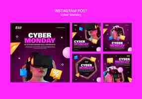 Kostenlose PSD vorlage für cyber monday-instagram-posts