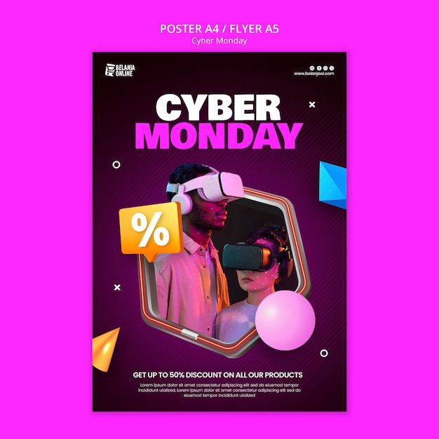 Kostenlose PSD vorlage für cyber monday poster