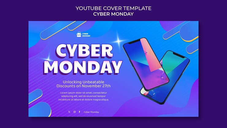 Kostenlose PSD vorlage für das cover von cyber monday youtube