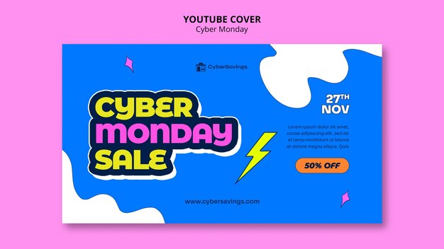 Kostenlose PSD vorlage für das cover von cyber monday youtube