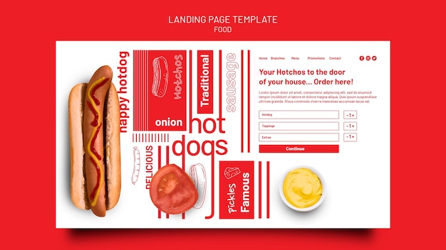 Vorlage für das Design der Landingpage für Lebensmittelvorlagen