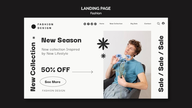 Vorlage für das design der mode-landingpage