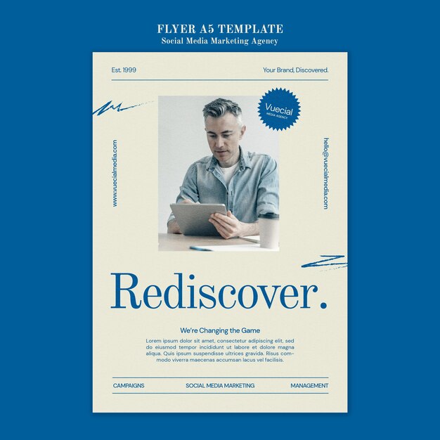 Vorlage für das Design eines Flyers für eine Social-Media-Marketingagentur