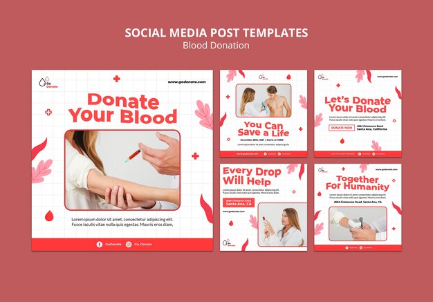 Vorlage für das Design von Instagram-Posts für Blutspenden