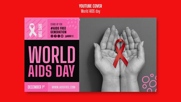 Kostenlose PSD vorlage für das youtube-cover zum welt-aids-tag