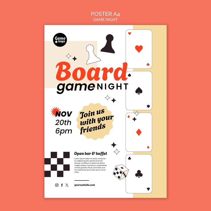 Kostenlose PSD vorlage für den poster der spielnacht