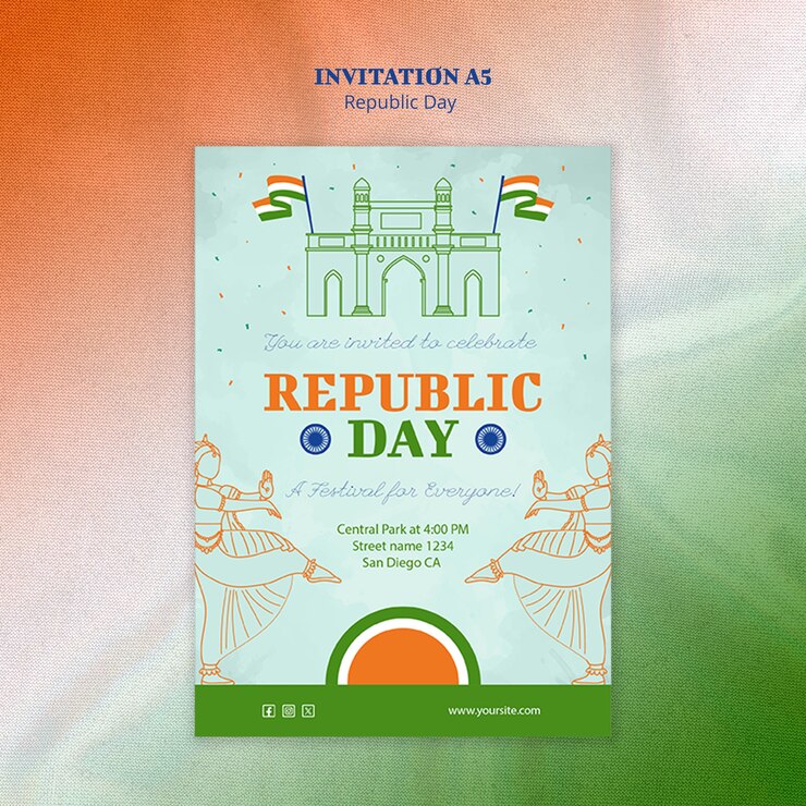 Kostenlose PSD vorlage für den tag der republik in indien