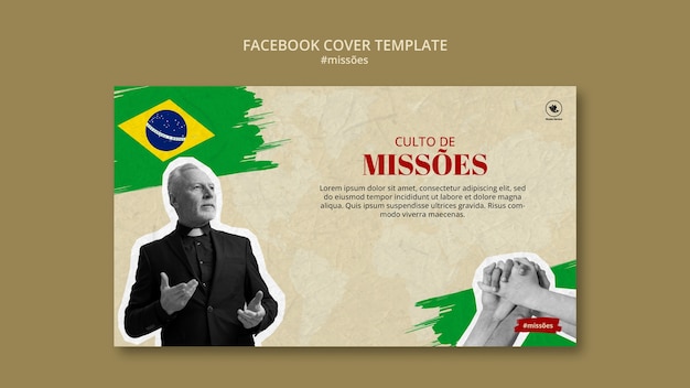 Kostenlose PSD vorlage für die facebook-cover-seite des missionsdienstes