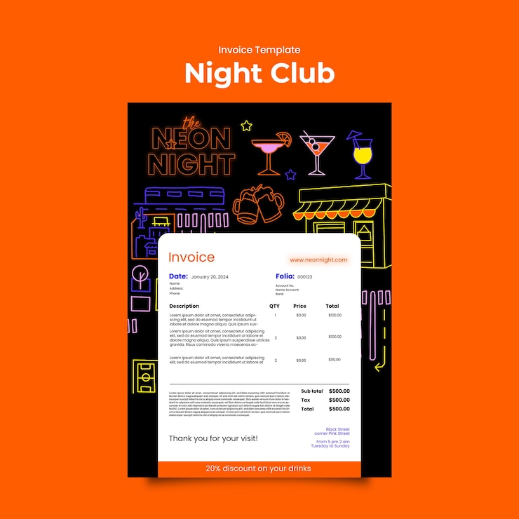 Kostenlose PSD vorlage für die gestaltung eines nachtclubs