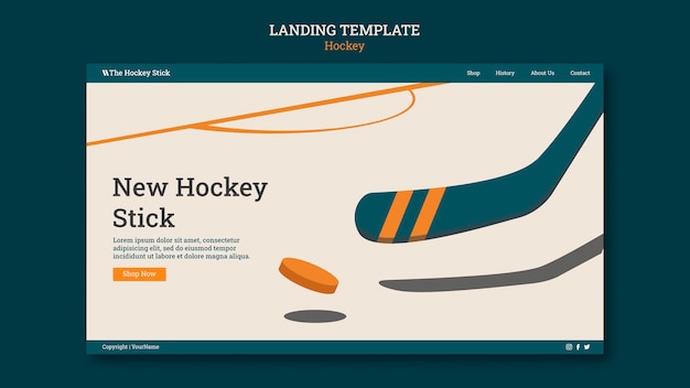 Kostenlose PSD vorlage für die hockey-landingpage