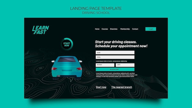 Kostenlose PSD vorlage für die landingpage der fahrschule