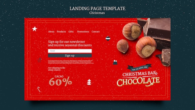 Vorlage für die Weihnachtsschokolade-Landingpage