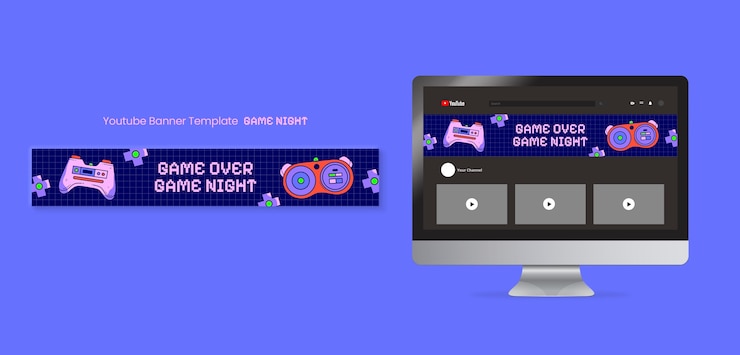 Kostenlose PSD vorlage für die youtube-banner-vorlage der spielnacht