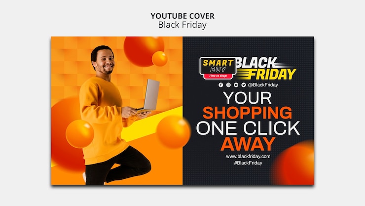Kostenlose PSD vorlage für die youtube-cover-verkäufe am schwarzen freitag