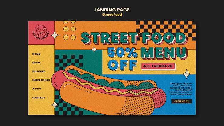 Kostenlose PSD vorlage für die zielseite des streetfood-festivals