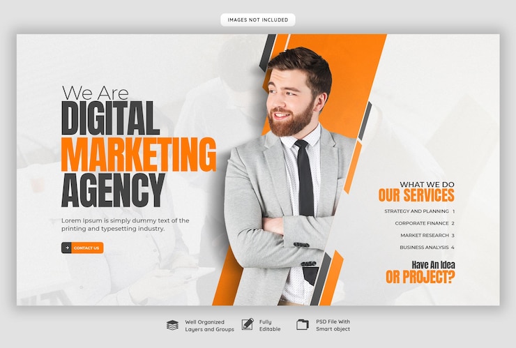 Kostenlose PSD vorlage für digitale marketingagentur und unternehmenswebbanner