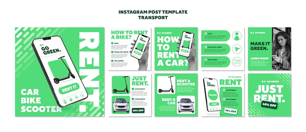 Kostenlose PSD vorlage für eco-transport-instagram-posts
