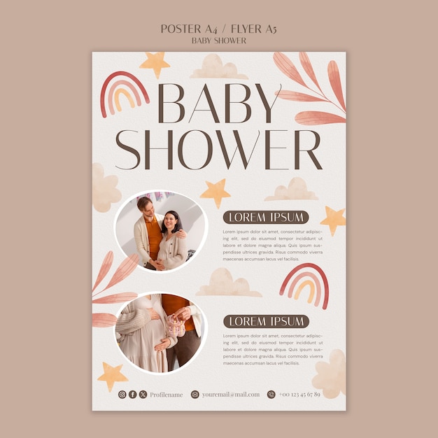 Kostenlose PSD vorlage für ein baby-shower-poster