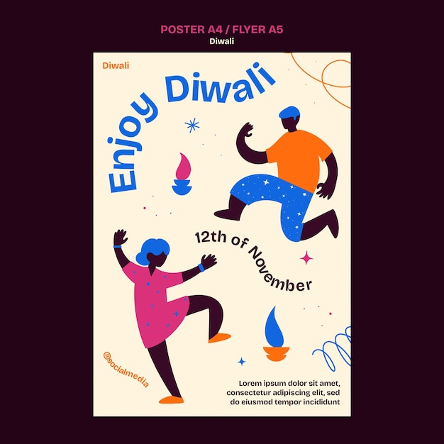 Kostenlose PSD vorlage für ein diwali-poster