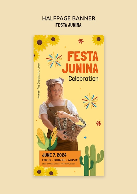 Kostenlose PSD vorlage für ein festa junina-festbanner