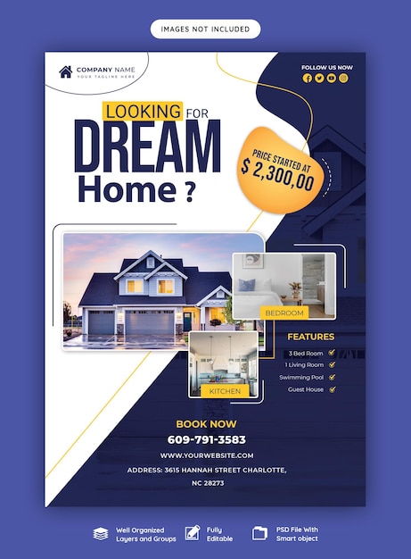 Vorlage für ein Flyer-Poster für Immobilienhäuser