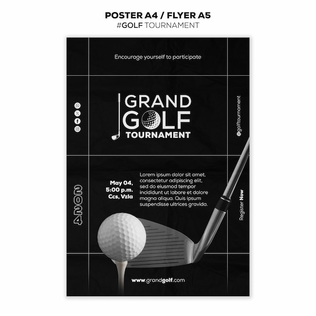 Kostenlose PSD vorlage für ein golf-turnier-poster