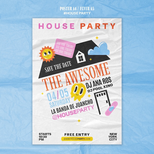 Kostenlose PSD vorlage für ein house-party-poster