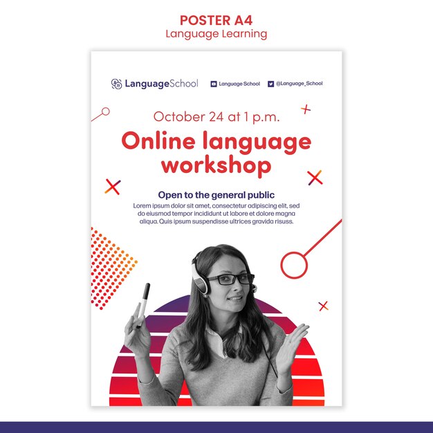 Vorlage für ein Online-Sprachlernplakat