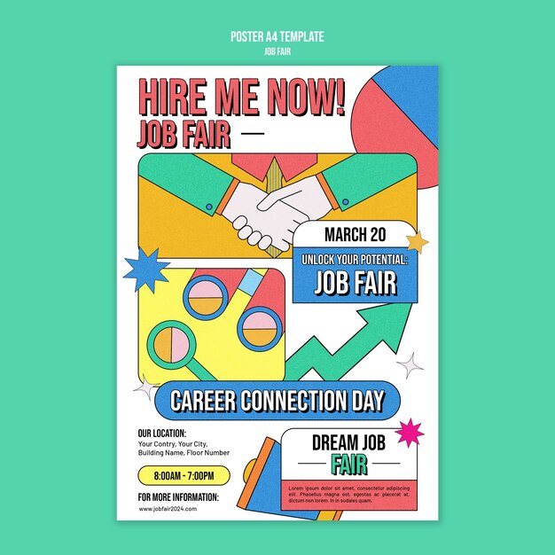 Vorlage für ein Poster auf der Jobmesse für flaches Design