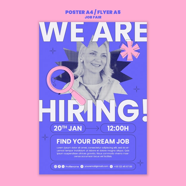 Vorlage für ein Poster auf der Jobmesse für flaches Design