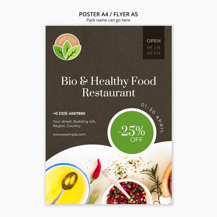 Kostenlose PSD vorlage für ein poster für gesundes essen in einem restaurant