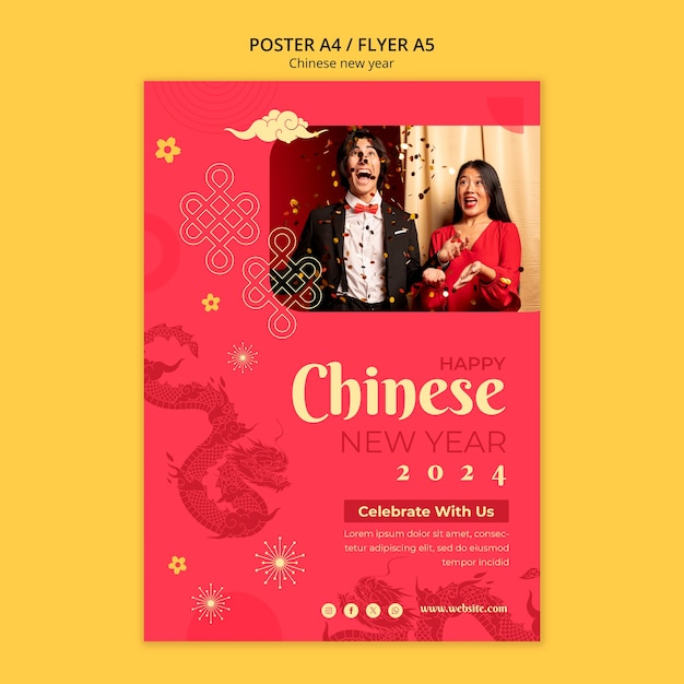 Kostenlose PSD vorlage für ein poster zur feier des chinesischen neujahrs