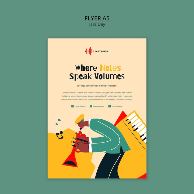 Vorlage für ein Poster zur Feier des Jazz-Tages