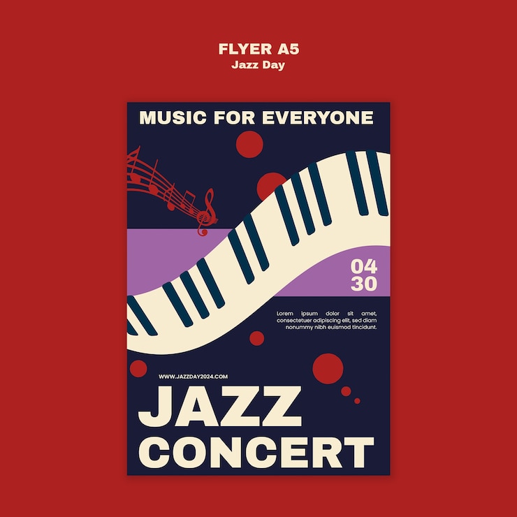 Kostenlose PSD vorlage für ein poster zur feier des jazz-tages