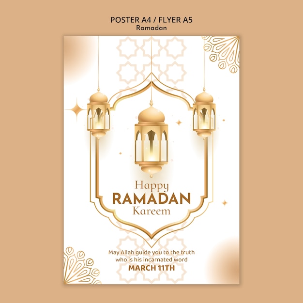 Kostenlose PSD vorlage für ein poster zur feier des ramadan.